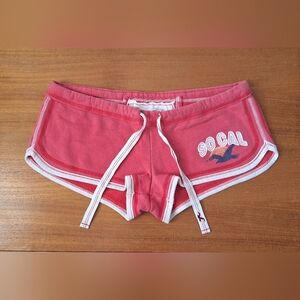Hollister Womens Y2K Athletic Shorts Ultra Low Rise Micro Mini Booty Pink Small